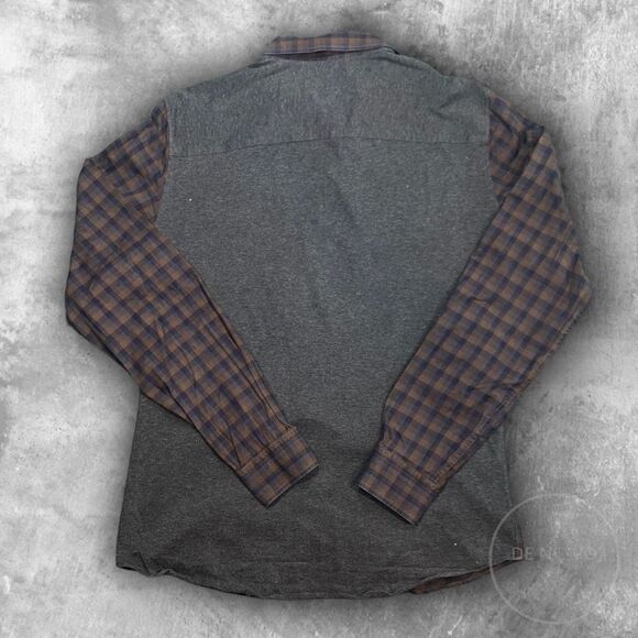 Z Zegna Mens Plaid and Solid Contrasting Drop 8 Fit  Button Up Shirt  38/15 - Picture 3 of 6